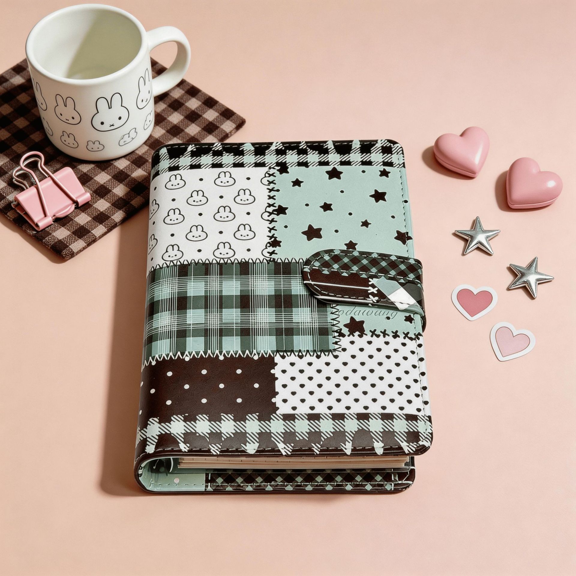 Blank Sheet Music Notebook - A6 Green Spliced Grid Notebook Loose